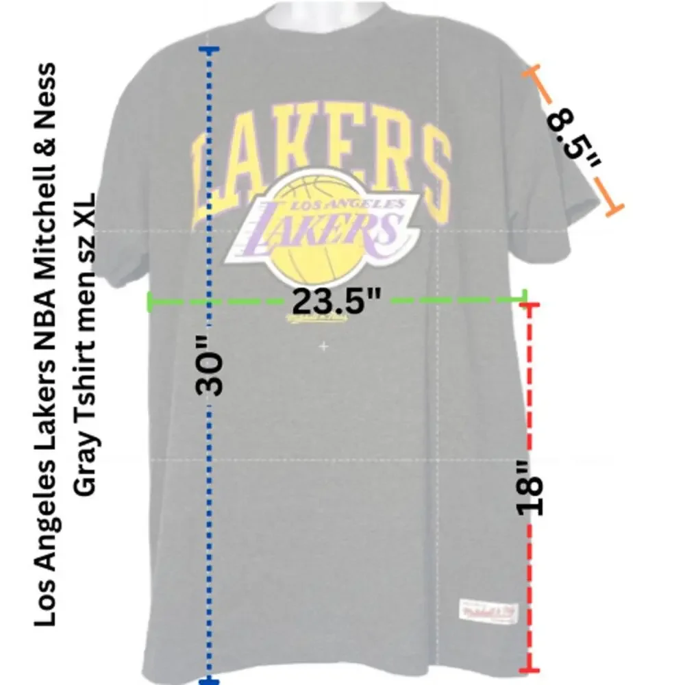 Mitchell & Ness Los Angeles Lakers NBA T-Shirt Mens XL Gray Hardwood Classics - Picture 2 of 6